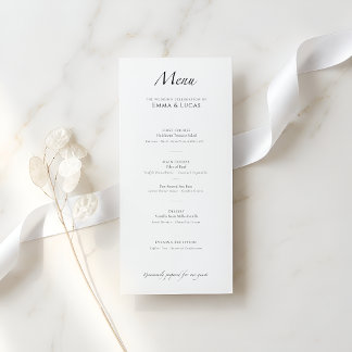 Menu Luxe Moderne Minimaliste | Élégant Noir & Blanc