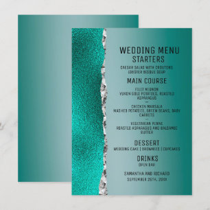 Menu Luxe Turquoise Turquoise Silver Parties scintillan