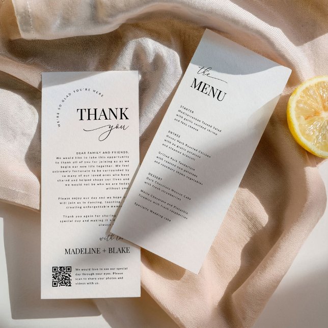 Menu MADDIE Wedding Thank You Note with QR Code (Créateur téléchargé)