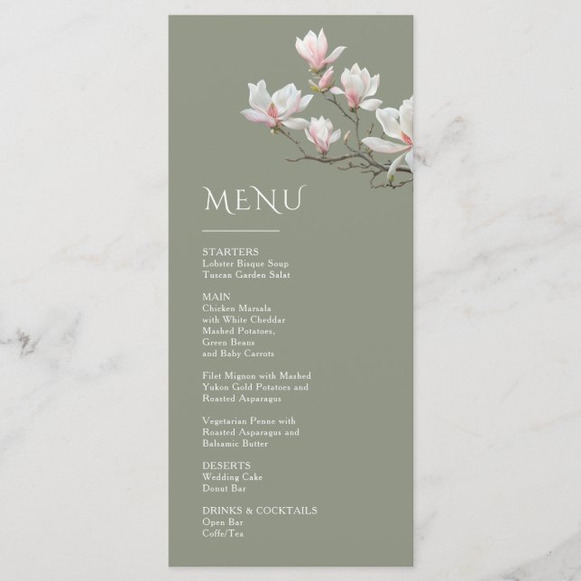 Menu Magnolia Beaux-arts Floral (Devant)