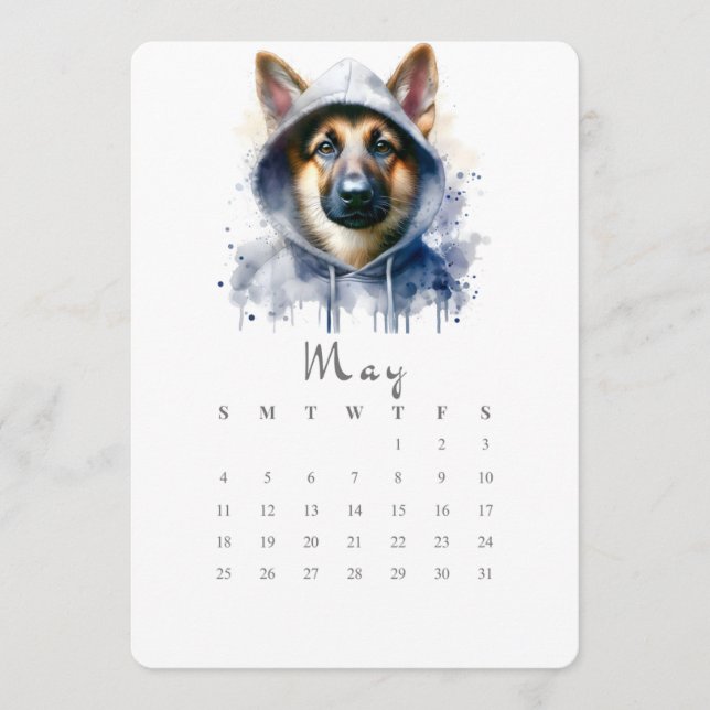Menu Mai Calendrier autonome allemand berger chien art (Devant)