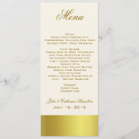 Menu maigre goldtone élégant de Tableau de mariage