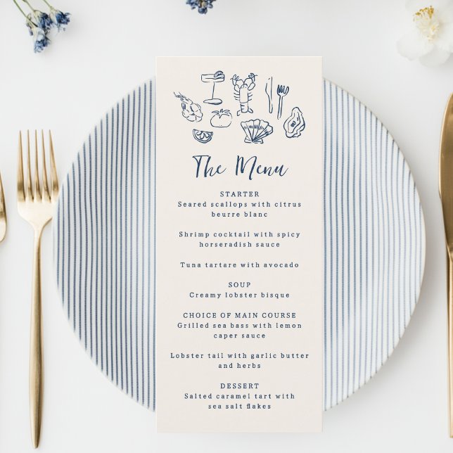 Menu Main dessinée funky fete nautique de mariage d'ann (Créateur téléchargé)