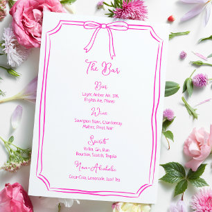 Menu Main Whimsical Tirée Bow Girly Coquette Rose