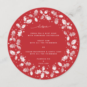 Menu Mains rouges imprimé Holly Wreath Noël