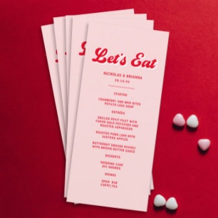 Menu Mangeons du Mariage rouge et rose