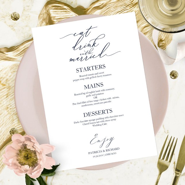 Menu Manger Boire et Être Marié Pour Assiette (Créateur téléchargé)