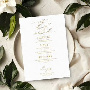 Menu Manger Boire et Être Marié Pour Assiette