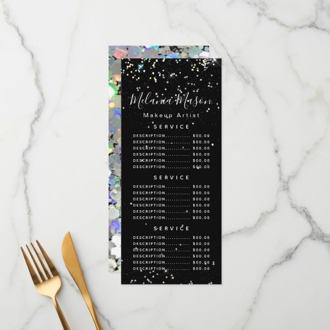 Menu Maquillage Holographique Parties scintillant Artis (Devant/Arrière en situation)