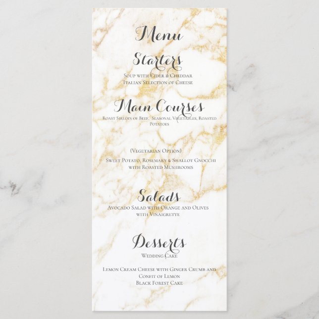 Menu Marbre blanc et or (Devant)