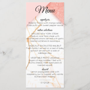 Menu Marbre rose et or moderne