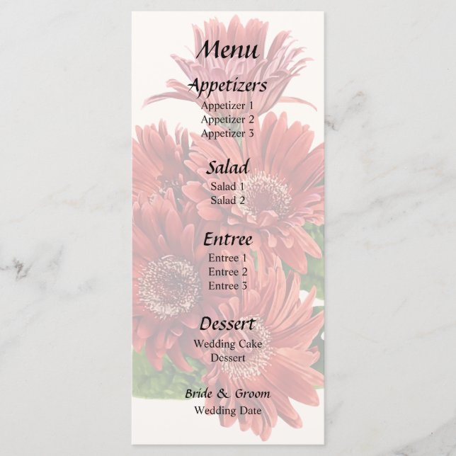 Menu Marguerites Gerbera Rouges (Devant)