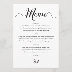Menu Mariage 5x7 noir et blanc