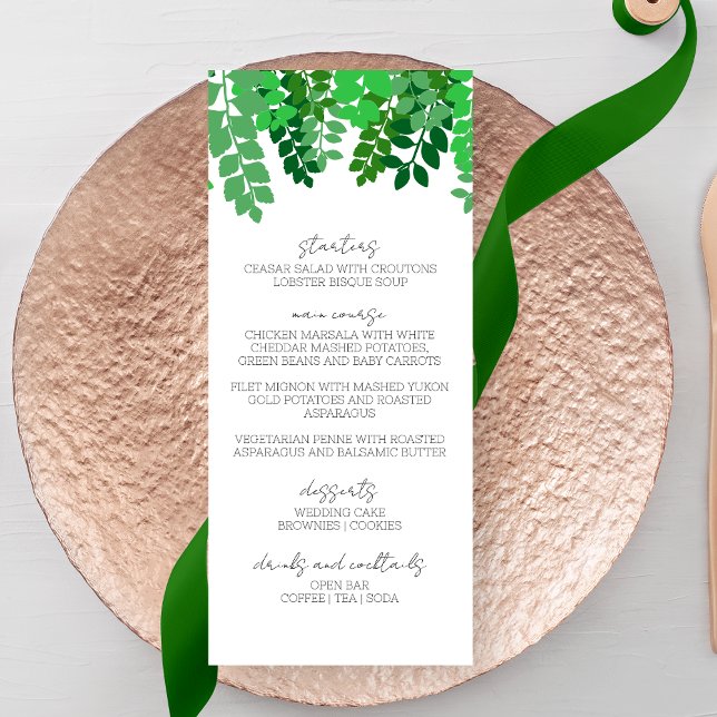 Menu Mariage à feuilles vertes (Créateur téléchargé)