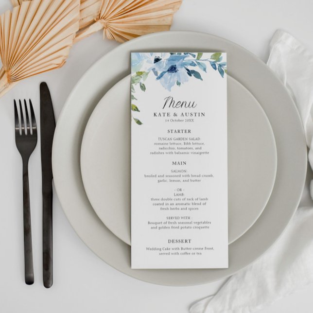 menu mariage à fleurs bleu clair (Créateur téléchargé)