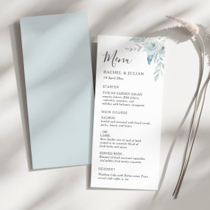Menu mariage à fleurs bleu foncé