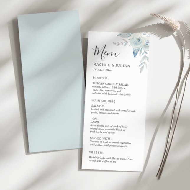 Menu mariage à fleurs bleu foncé (Créateur téléchargé)