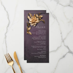 Menu mariage à fleurs métalliques