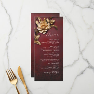 Menu mariage à fleurs métalliques
