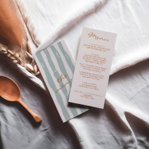 Menu Mariage à la main d'automne Écrit Earthy Pinstripe