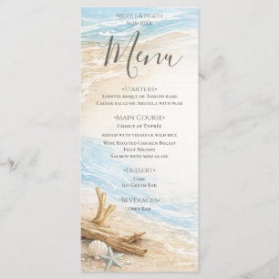 Menu Mariage à la plage à l'aquarelle des marées éterne