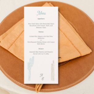 Menu mariage à thème du désert cactus