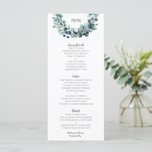 Menu Mariage abstrait botanique eucalyptus