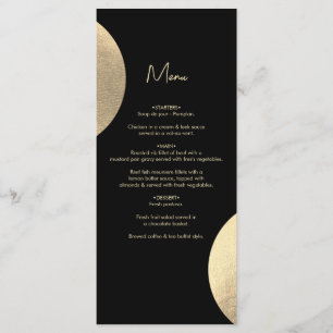 Menu Mariage Abstrait moderne Noir & Or contemporain