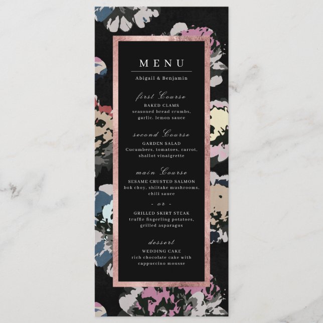 Menu Mariage abstrait noir classique moderne (Devant)