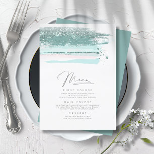 Menu Mariage Abstrait Paint Strokes ID Turquoise88
