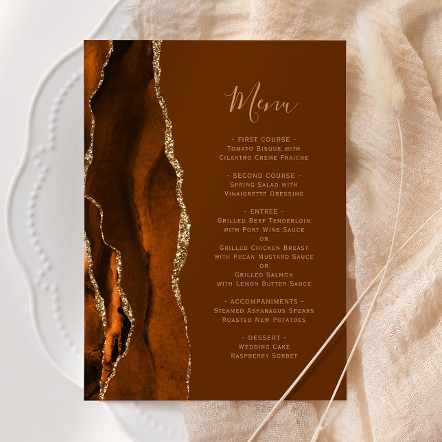 Menu Mariage Agate Brun Orange Brûlé (Créateur téléchargé)