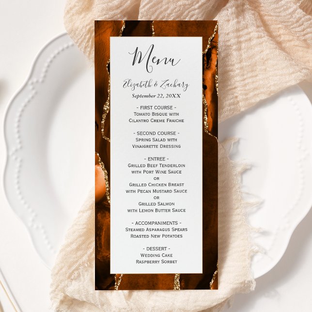 Menu Mariage Agate Or Jaune Brûlé (Créateur téléchargé)