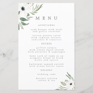 Menu Mariage Anemones Sage & Dusty Eucalyptus