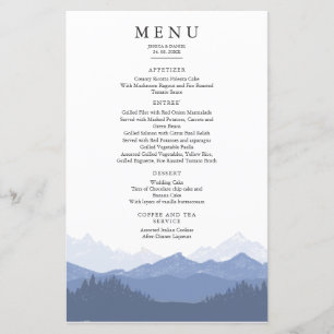 Menu Mariage Aquarelle Blue Mountain