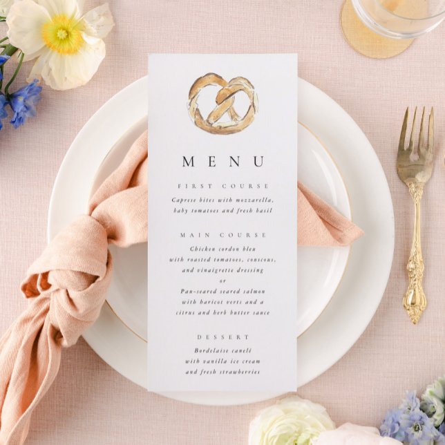 Menu Mariage Aquarelle Soft Pretzel (Watercolor soft pretzel menu)