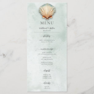 Menu Mariage aquatique moderne Coastal Seashell