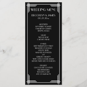 Menu Mariage Art Déco Gatsby Black White Great