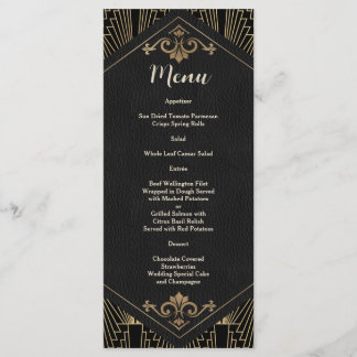 Menu Mariage Art Déco Glam des Années Folles Gatsby