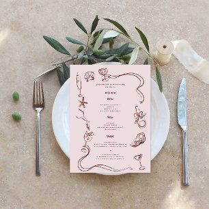 Menu Mariage Art Doodle Rétro Fantaisiste