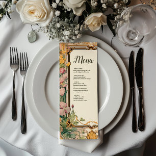 Menu Mariage Art Nouveau Floral Vintage