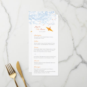 Menu Mariage asiatique de grue orange Origami