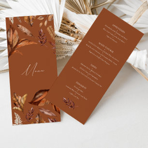Menu Mariage Automnal Élégant aux Feuilles de Terracott