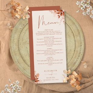 Menu Mariage Automnal Floral Rustique Dîner de Mariage