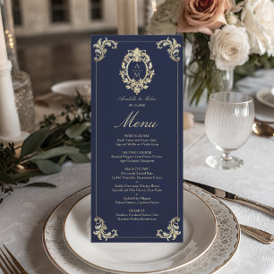 Menu Mariage baroque bleu marine