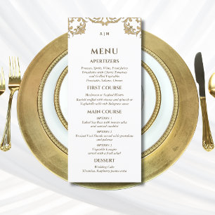 Menu Mariage baroque Monogramme Orné