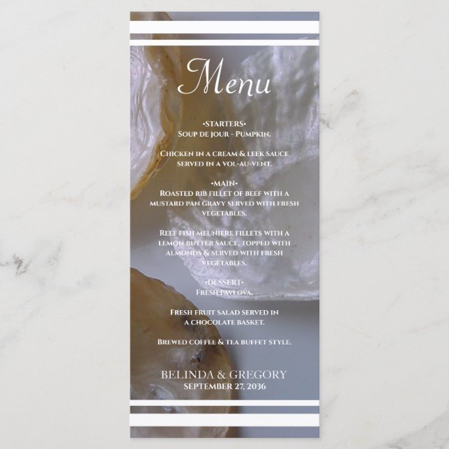 Menu Mariage Beach Clams (Devant)