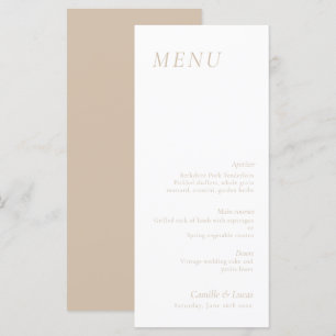 Menu Mariage beige élégant