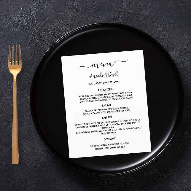 Menu mariage blanc noir simple (Créateur téléchargé)
