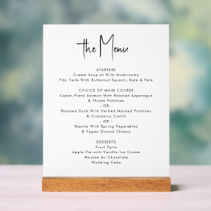 Menu Mariage blanc personnalisé minimaliste modern