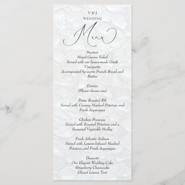 Menu Mariage blanc simple (Devant)
